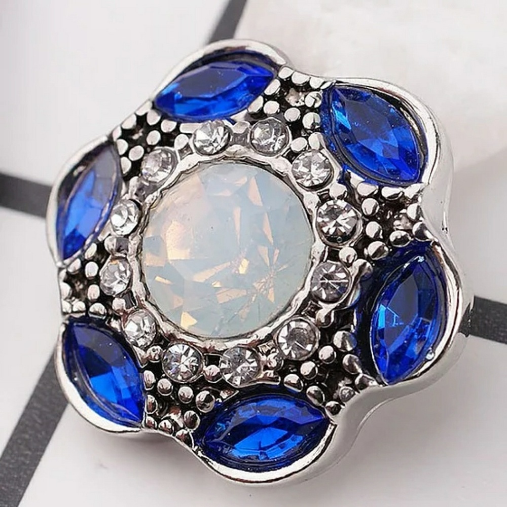 Royal Blue Rhinestones Snap Button